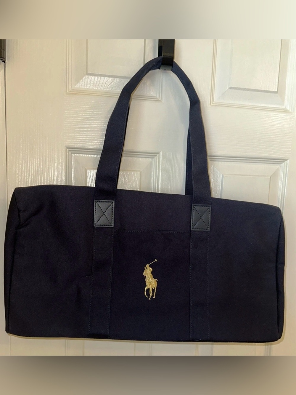 Polo Ralph Lauren Canvas Duffle Tote Carryon Bag Fragrances GIFT Navy Gold NWOT
